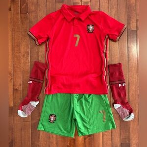 Kids Portugal Ronaldo Soccer Jersey Kit Size 28